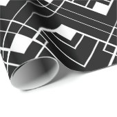 Retro Black en White Art Deco Pattern Cadeaupapier (Rol Hoek)
