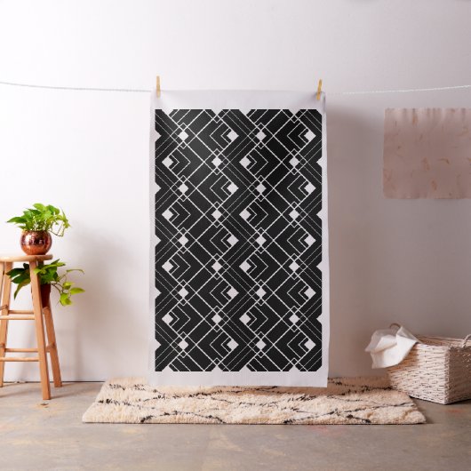 Retro Black en White Art Deco Pattern Stof (Voorbeeld)