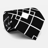 Retro Black en White Art Deco Pattern Stropdas (Opgerold)