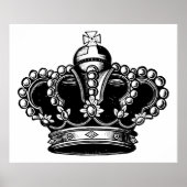 Retro  Black en White Beauful Royal Crown Poster (Voorkant)