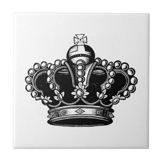 Retro  Black en White Beauful Royal Crown Tegeltje (Voorkant)