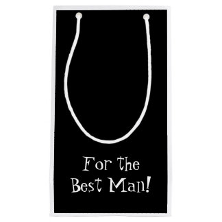 Retro Black en White Best Man Gift Bag Klein Cadeauzakje