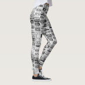 Retro Black en White Cassettebandjes Leggings (Rechts)