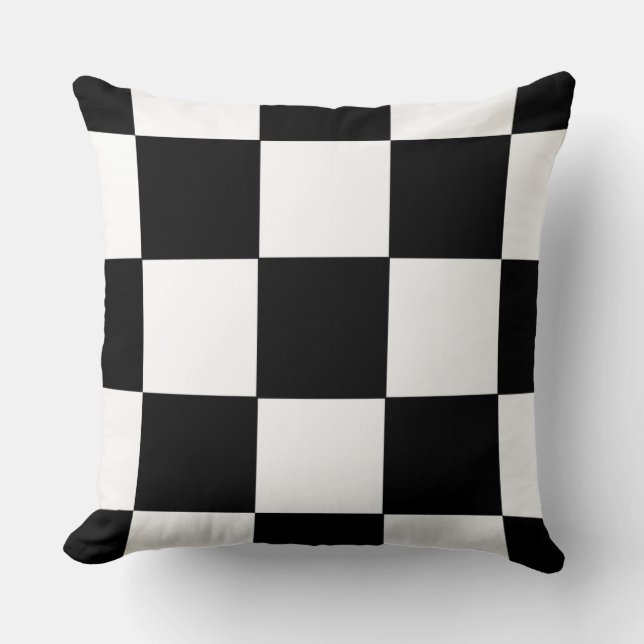 Retro Black en White Checkerboard Pattern Pillow Kussen (Voorkant)