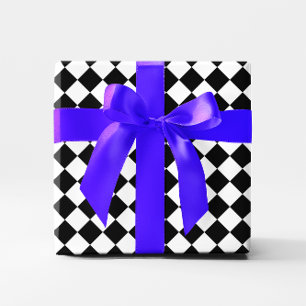 Retro Black en White Checkered Pattern Cadeaupapier