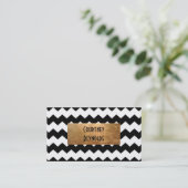 Retro Black en White Chevron Pattern Copper Visitekaartje (Staand voorkant)