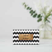 Retro Black en White Chevron Pattern Copper Visitekaartje (Staand voorkant)