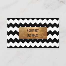 Retro Black en White Chevron Pattern Copper Visitekaartje