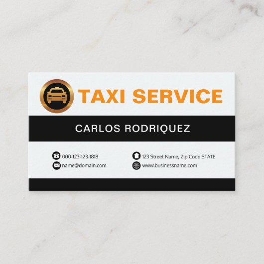 Retro Black en White Column Taxi Service Visitekaartje (Voorkant)