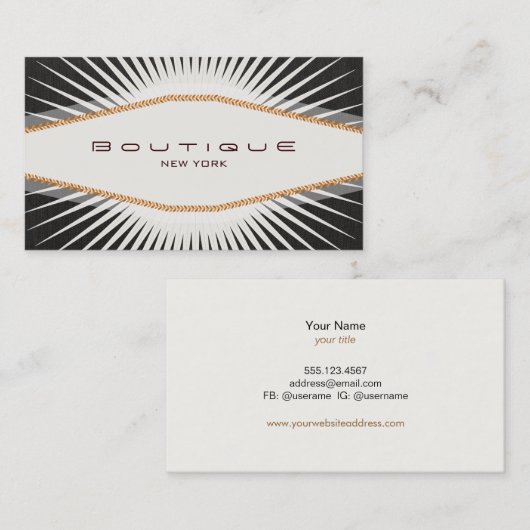 Retro Black en White Diamond Plaque Visitekaartje (Voorkant / Achterkant)