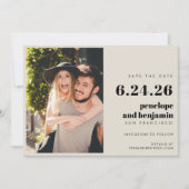 Retro Black en White Elegant Photo Wedding Save The Date (Voorkant)