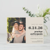 Retro Black en White Elegant Photo Wedding Save The Date (Staand voorkant)
