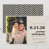 Retro Black en White Elegant Photo Wedding Save The Date (Voorkant / Achterkant)