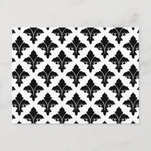 Retro Black en White Floral Pattern Briefkaart