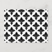 Retro Black en White Floral Pattern Briefkaart (Voorkant)