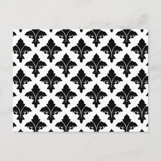 Retro Black en White Floral Pattern Briefkaart (Voorkant)