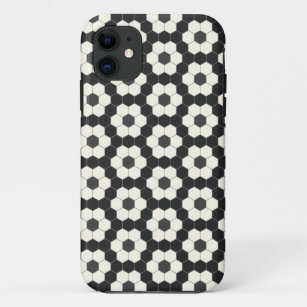 Retro Black en White Geometric Hexagon Tegel Case-Mate iPhone Case