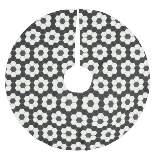 Retro Black en White Geometric Hexagon Tegel Kerstboom Rok (Voorkant)