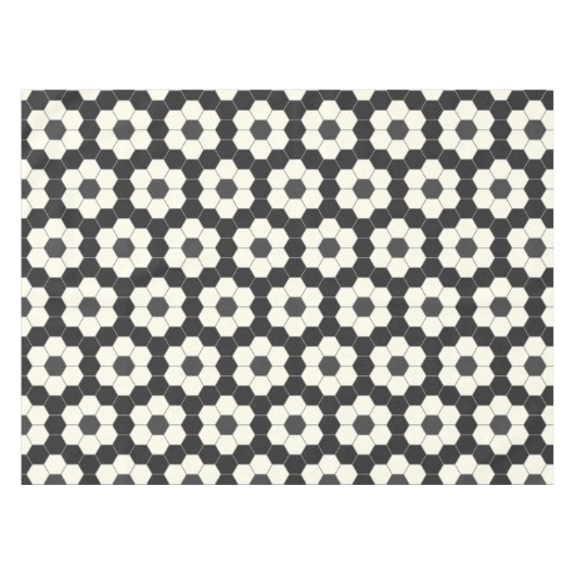 Retro Black en White Geometric Hexagon Tegel Tafelkleed (Voorkant (Horizontaal))