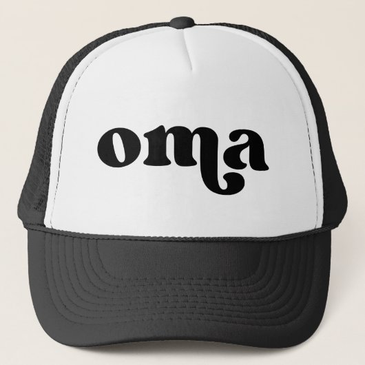 Retro Black en White Grandma German Oma Trucker Pet (Voorkant)