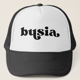 Retro Black en White Grandma Poland busia Trucker Pet
