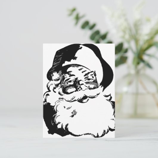 Retro  Black en White Kerstkerstkerstkerstman Feestdagenkaart (Staand voorkant)