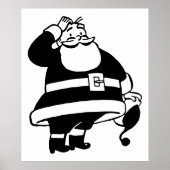Retro  Black en White Kerstkerstkerstkerstman Poster (Voorkant)