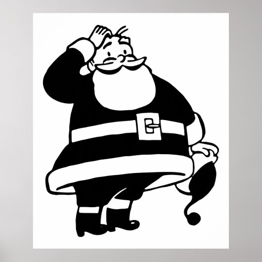 Retro  Black en White Kerstkerstkerstkerstman Poster (Voorkant)