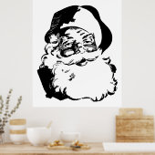 Retro  Black en White Kerstkerstkerstkerstman Poster (Keuken)