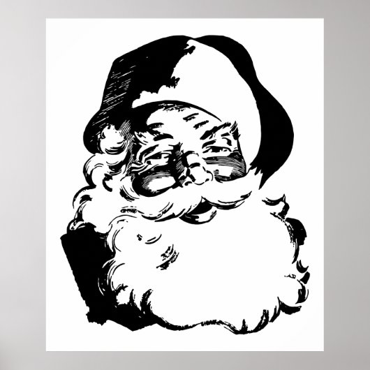 Retro  Black en White Kerstkerstkerstkerstman Poster (Voorkant)