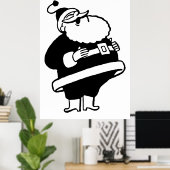 Retro  Black en White Kerstkerstkerstkerstman Poster (Thuiskantoor)