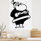 Retro  Black en White Kerstkerstkerstkerstman Poster (Keuken)