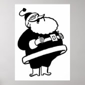 Retro  Black en White Kerstkerstkerstkerstman Poster (Voorkant)