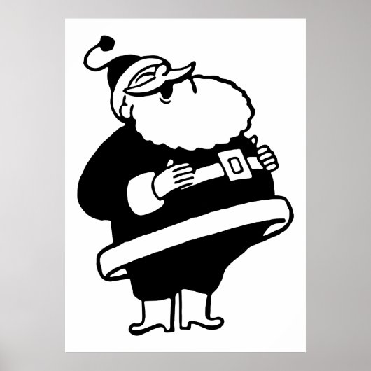 Retro  Black en White Kerstkerstkerstkerstman Poster (Voorkant)