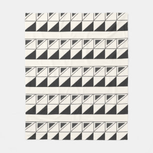 Retro Black en White Mid Mod Geometric Pattern Fleece Deken