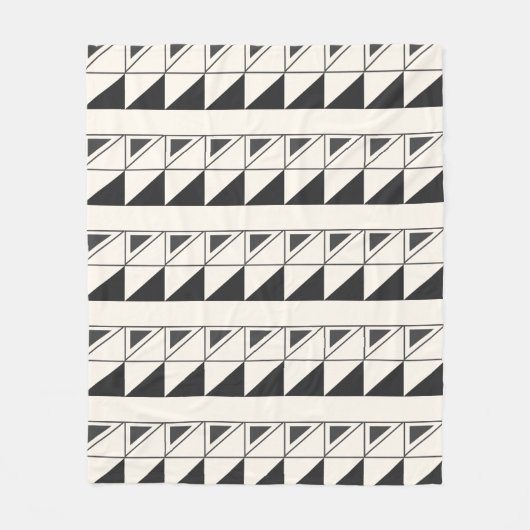 Retro Black en White Mid Mod Geometric Pattern Fleece Deken (Voorkant)