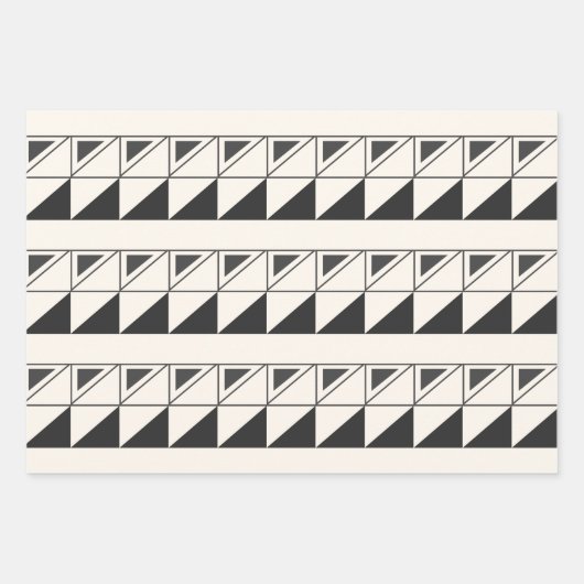 Retro Black en White Mid Mod Geometric Pattern Inpakpapier Vel (Voorkant 2)
