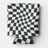 Retro Black en White Pastel Warped Checkerboard Blikjeskoeler (Voorkant)