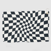Retro Black en White Pastel Warped Checkerboard Golfhanddoek (Horizontaal)