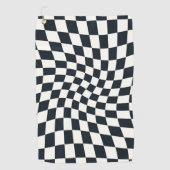 Retro Black en White Pastel Warped Checkerboard Golfhanddoek (Voorkant)