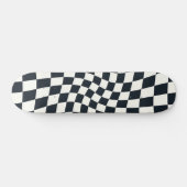 Retro Black en White Pastel Warped Checkerboard Persoonlijk Skateboard (Horizontaal)