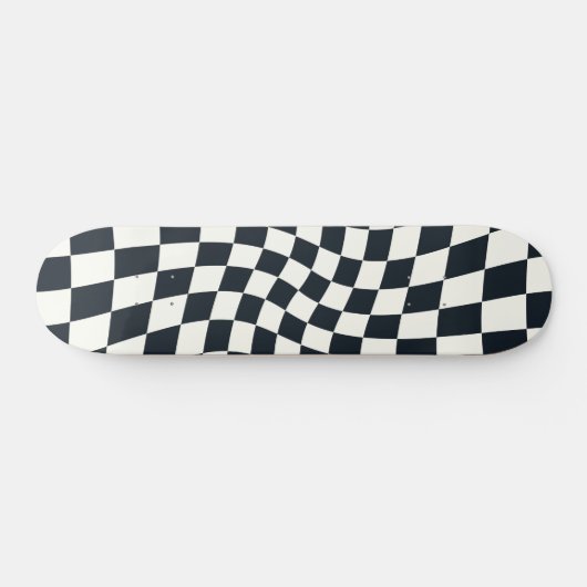 Retro Black en White Pastel Warped Checkerboard Persoonlijk Skateboard (Horizontaal)