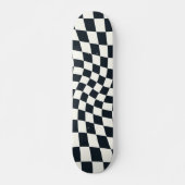 Retro Black en White Pastel Warped Checkerboard Persoonlijk Skateboard (Voorkant)
