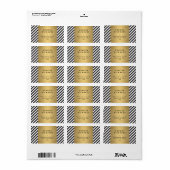 Retro Black en White Pattern Gold Name Logo Etiket (Full Sheet)