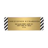 Retro Black en White Pattern Gold Name Logo Etiket (Voorkant)
