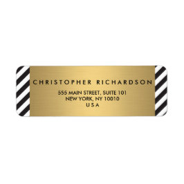 Retro Black en White Pattern Gold Name Logo Etiket