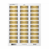 Retro Black en White Pattern Gold Name Logo Etiket (Full Sheet)