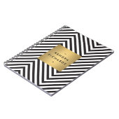 Retro Black en White Pattern Gold Name Logo Notitieboek (Linkerzijde)