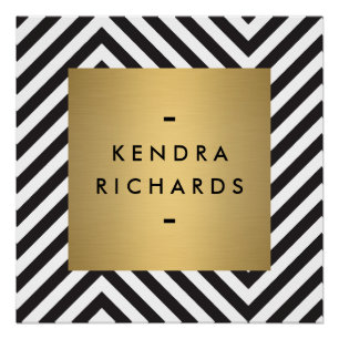 Retro Black en White Pattern Gold Name Logo Perfect Poster