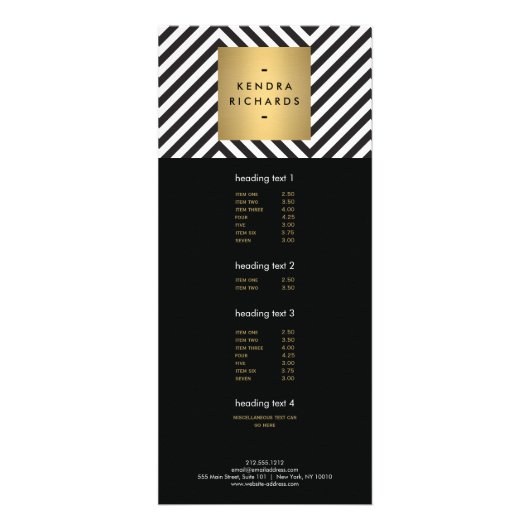 Retro Black en White Pattern Gold Name Logo Reclamekaart (Voorkant)